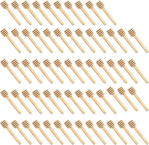 WEFOO 100 PCS Wooden Honey Dipper Sticks, 3 Inch Honey Sticks Mini Honeycomb