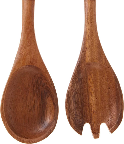 Lipper International Acacia Oblong Salad Servers, One Pair, 12" Long