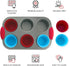 Boxiki Kitchen Non-Stick Steel Muffin Pan, 6 Cup with Silicone Handles and Reusable Liners