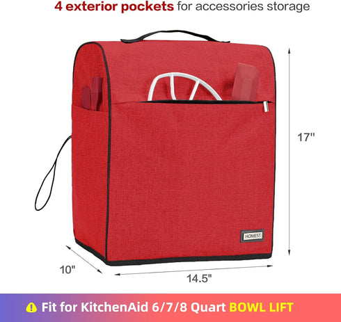 HOMEST Stand Mixer Cover Compatible with KitchenAid 6/7/8 Quart Bowl Lift, Dust Cover with Zipper Pocket