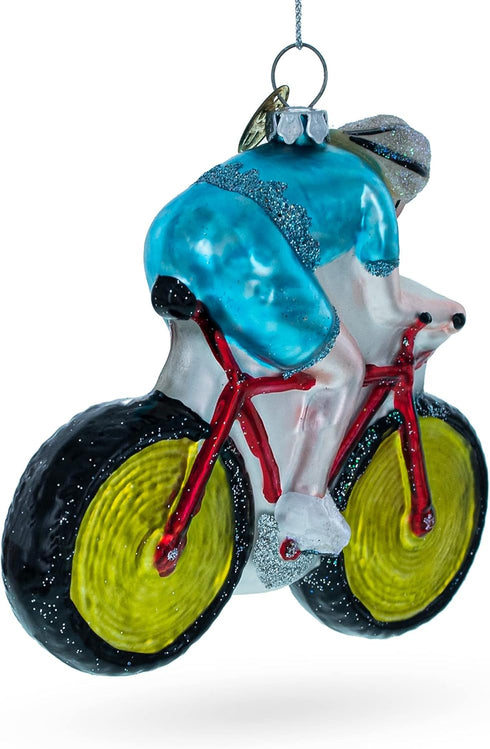 Cycling Sportsman on Bicycle - Blown Glass Christmas Ornament