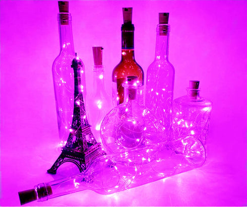 Ranlraka 20 Wine Bottle Lights with Cork Mini Fairy String Lights Battery Operated LED Pink Fairy Lights Party