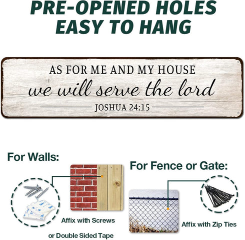 As for Me and My House We Will Serve the Lord Metal Tin Sign, Bible Verse Art Decor for Home