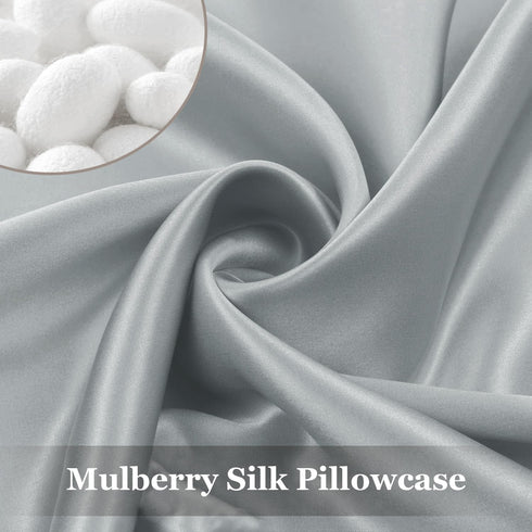 Adubor Silk Pillowcase - Mulberry Silk Pillow Case, 23 Momme, 900 Thread Count, Hidden Zipper (Queen, Dark Gray, 1PC)