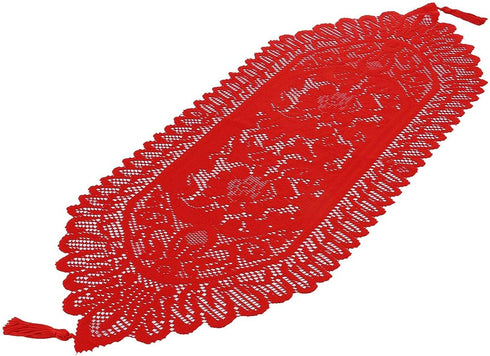 mookaitedecor Lace Table Runner for Wedding Party Coffee Table Decor Red, 13