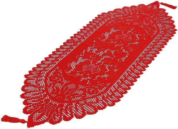 mookaitedecor Lace Table Runner for Wedding Party Coffee Table Decor Red, 13