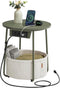 VASAGLE LILEA Collection - Side Table with Charging Station, Round End Table