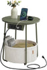 VASAGLE LILEA Collection - Side Table with Charging Station, Round End Table