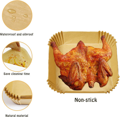 150 Pack Square Mini Air Fryer Liners for 2qt Air Fryer, Disposable Non-stick Baking Paper