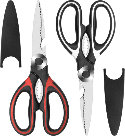 Heavy Duty Kitchen Scissors, Multipurpose Stainless Steel Food Shears for Poultry, Fish, Meat, Vegetables, 2-Pack