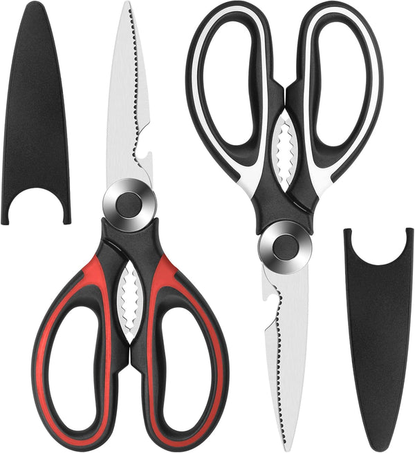 Heavy Duty Kitchen Scissors, Multipurpose Stainless Steel Food Shears for Poultry, Fish, Meat, Vegetables, 2-Pack