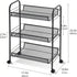 3 Tier Metal Rolling Cart with Wheels, Wire Bathroom Organizer Storage Shelves with Hooks, Utility Cart for Kitchen