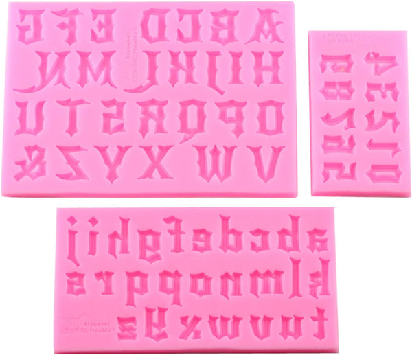 Mujiang Number Chocolate Mould | Silicone Letter Mold Candy Making Alphabet Molds Set of 3