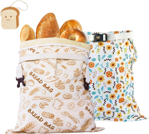 AOILONLI Bread Bag for Homemade Bread - 2 Packs XL Reusable Organic Beeswax