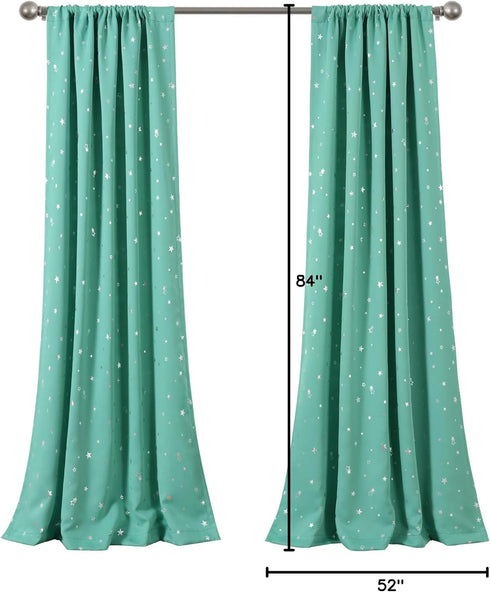 52" 84" Lush Decor Star Blackout Window Curtain Panels Pair W x L Turquoise - Blackout Curtains for Bedroom - Blue