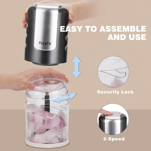 Mini Food Processor for Chopping, Mincing, and Puree, 2 Speed Electric Chopper, 400-Watt, 2 Cup Capacity, Black