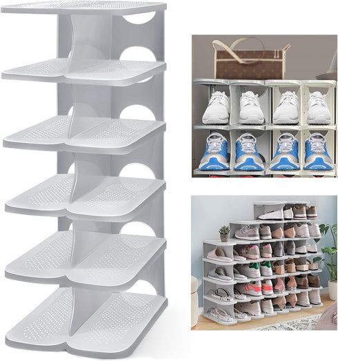 6-Tier Thickening Cubby Shoe Rack, Free Combination Shoe Organizer for Closet, Free
