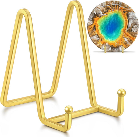 4.5 Inch Metal Square Wire Plate Holder Display Stand, Picture Frame Holder Easel for Book, Decorative Plate