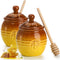 Hiceeden 2 Pack Ceramic Honey Pot with Dipper and Lid, 12 Oz