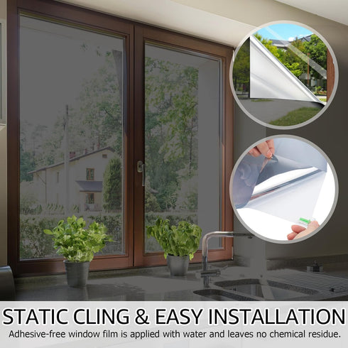 HIDBEA One Way Window Film - Daytime Privacy Sun Blocking Reflective Window Tinting Film for Home and Office, Black