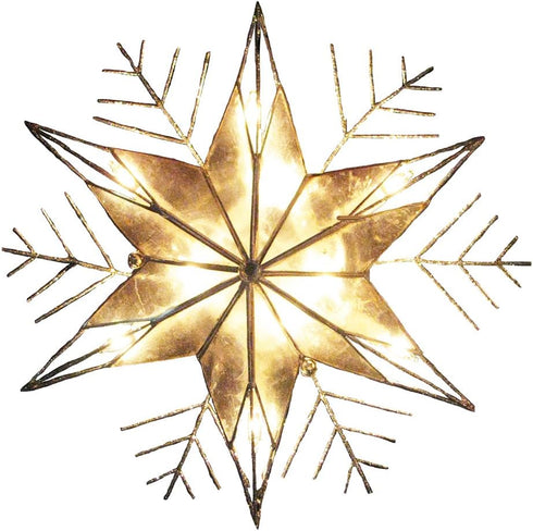 Kurt Adler 10-Light Capiz and Wire Snowflake Christmas Treetop, 10-Inch, Silver