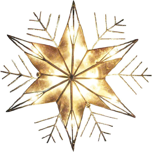 Kurt Adler 10-Light Capiz and Wire Snowflake Christmas Treetop, 10-Inch, Silver