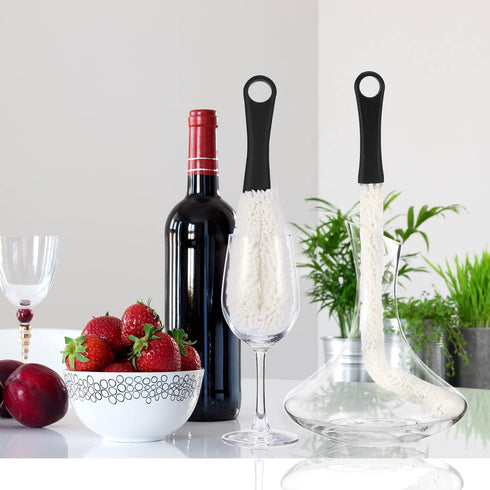 3 Pieces Decanter Cleaning Brush and 400 Reusable Cleaning Beads for Wine Decanters, Goblets, Glasses, Cups (Black