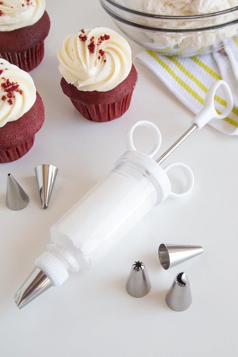Fox Run Icing Syringe Decorating Set, Metallic, 7-Piece, 2.25 x 3 x 8 Inches