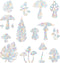 STICKERGURU 16 Pieces Mushroom and Leaf Window Clings - Anti-Collision Decals to Save Birds from Window Collisions