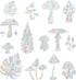 STICKERGURU 16 Pieces Mushroom and Leaf Window Clings - Anti-Collision Decals to Save Birds from Window Collisions