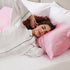 Love's Cabin King Size Satin Pillowcase Set of 2, Similar to Silk, Cooling Pillow Covers for Hair and Skin, Pink
