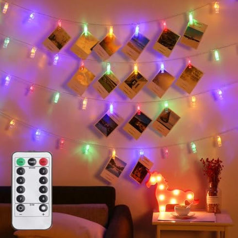 20 LED Photo Clip Starry Lights with Remote, Fairy Twinkle Lights for Home Decor, Christmas Party