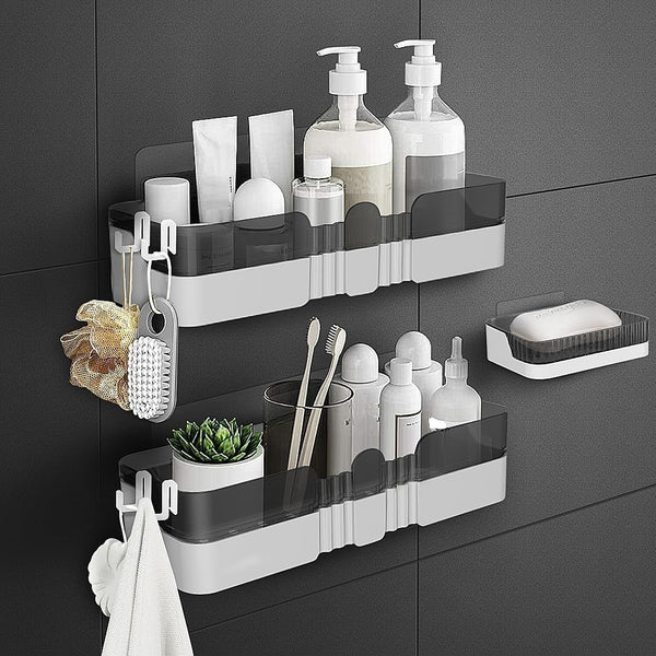 2-Pack Shower Caddy, Separable Shower Organizer with Soap Dish and Hooks, No