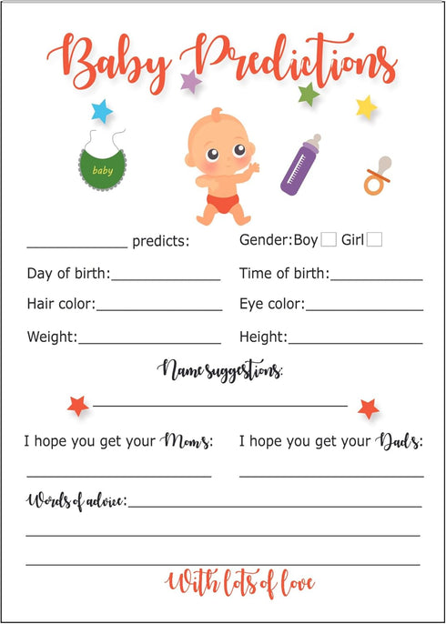 LOTUS-A Baby Shower Games - 30 Thick Cardstocks Guess The Phrase and Predictions Cards, Neutral Theme for Girl Boy