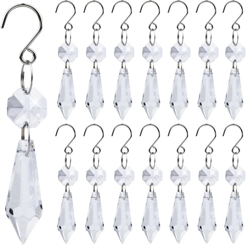 JMKTOOL 20pcs Clear Chandelier Icicle Crystals Prisms Hanging Crystal Bead Pendants Ornaments Replacements
