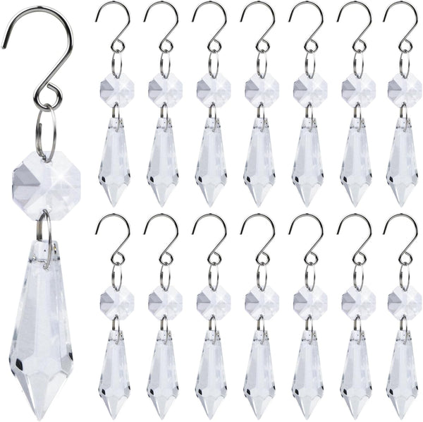 JMKTOOL 20pcs Clear Chandelier Icicle Crystals Prisms Hanging Crystal Bead Pendants Ornaments Replacements