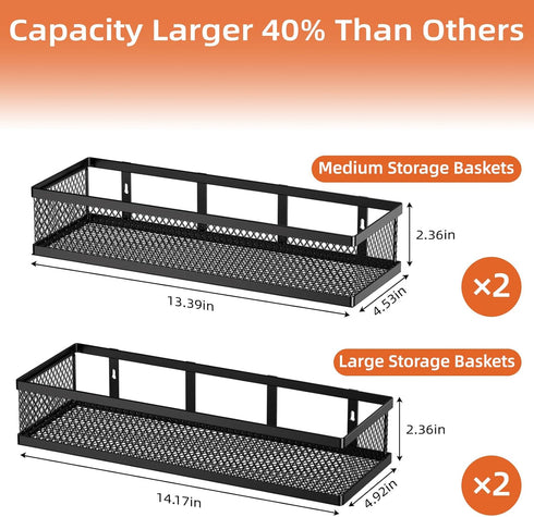 Umomi 4 Pack Spice Rack Wall Mount, Pantry Door Organizer & Hanging Storage Baskets Organizer Wall Mount, Large