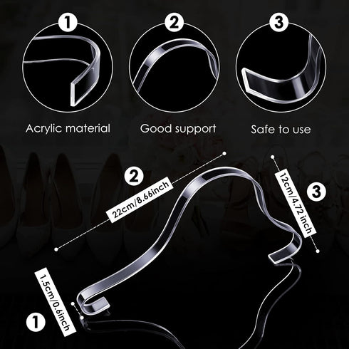 Patelai 20 Pcs Acrylic Sandal Shoe Display Store Retail Display Rack Shoe Stand Support Shaper Forms Inserts Home Bulk