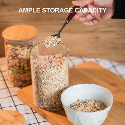 Glass Food Storage Jars 6-Pack 37oz, Clear Canisters with Bamboo Lid, Airtight for Tea, Coffee, Flour, Sugar, Spice