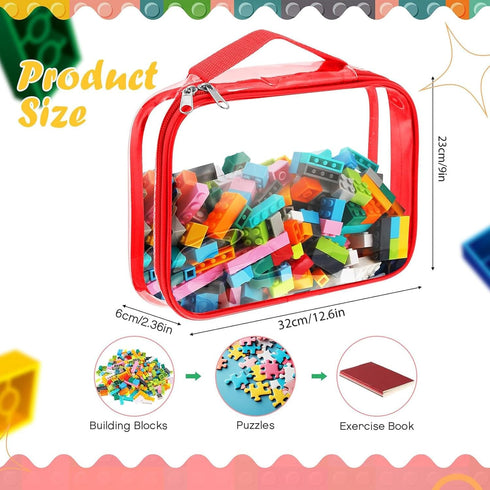Sanwuta 3 Packs Toy Storage Bags with Zipper - Clear PVC Organizing Bags for Board Games, Building Blocks, and Toys