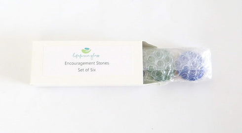 Lifeforce Glass Encouragement Stones, Set of 6, Motivational Quotes on Translucent and Opaque Glass