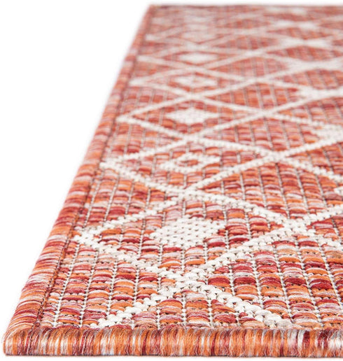 Unique Loom Outdoor Trellis Collection Area Rug, Tribal Trellis 2' x 3' 1" Rectangle Rust Red/Ivory