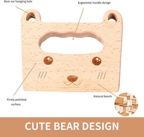 Wooden Kids Knife for Cooking, Cute Bear Shape Safe Kitchen Tool for Kids, Cutting Veggies Fruits