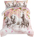 HOSIMA Horse Bedding for Girls, Pink Cherry Blossom Printed Twin Comforter Set