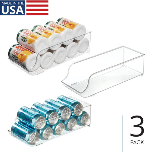 Set 3 iDesign Soda Can Dispenser for Refrigerator or Pantry - of - Clear - Made in USA