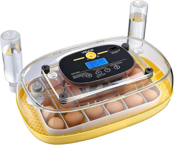 VEVOR 24 Egg Incubator, Automatic Egg Turner with LED Candler, Temperature &