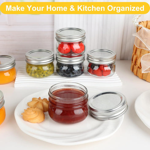 UrSpeedtekLive 40 Pack 4 oz Mason Jars with Regular Lids and Bands, Small Canning Jars, Mini Glass Jars for Honey Jelly
