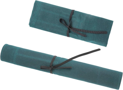 Denifiter Heavy Duty Waxed Canvas Chef Knife Storage Roll Bag, Waterproof and Durable (Dark Green)