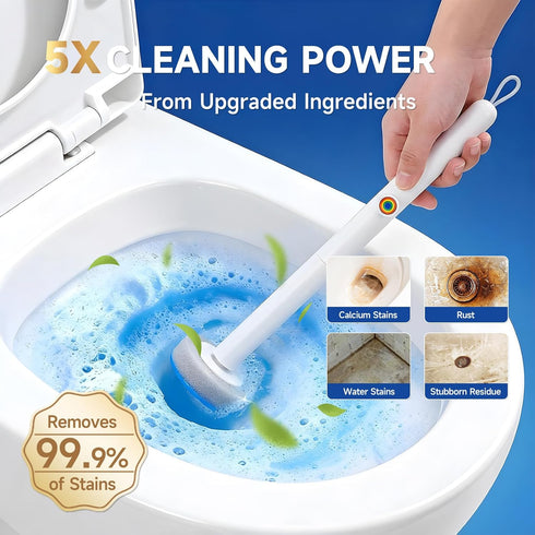 Set 48 Disposable Toilet Brush with Refills for Hygienic Bathroom Cleaning. Toilet Bowl Cleaner Wand Kit Used for Deep