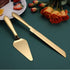 Cake Cutting Set for Wedding, Elegant Knife and Server with Thickened Stainless Steel Rounded Edges, Cutter Pie Spatula Birthday Anniversary Christmas Gift of 2, Gold